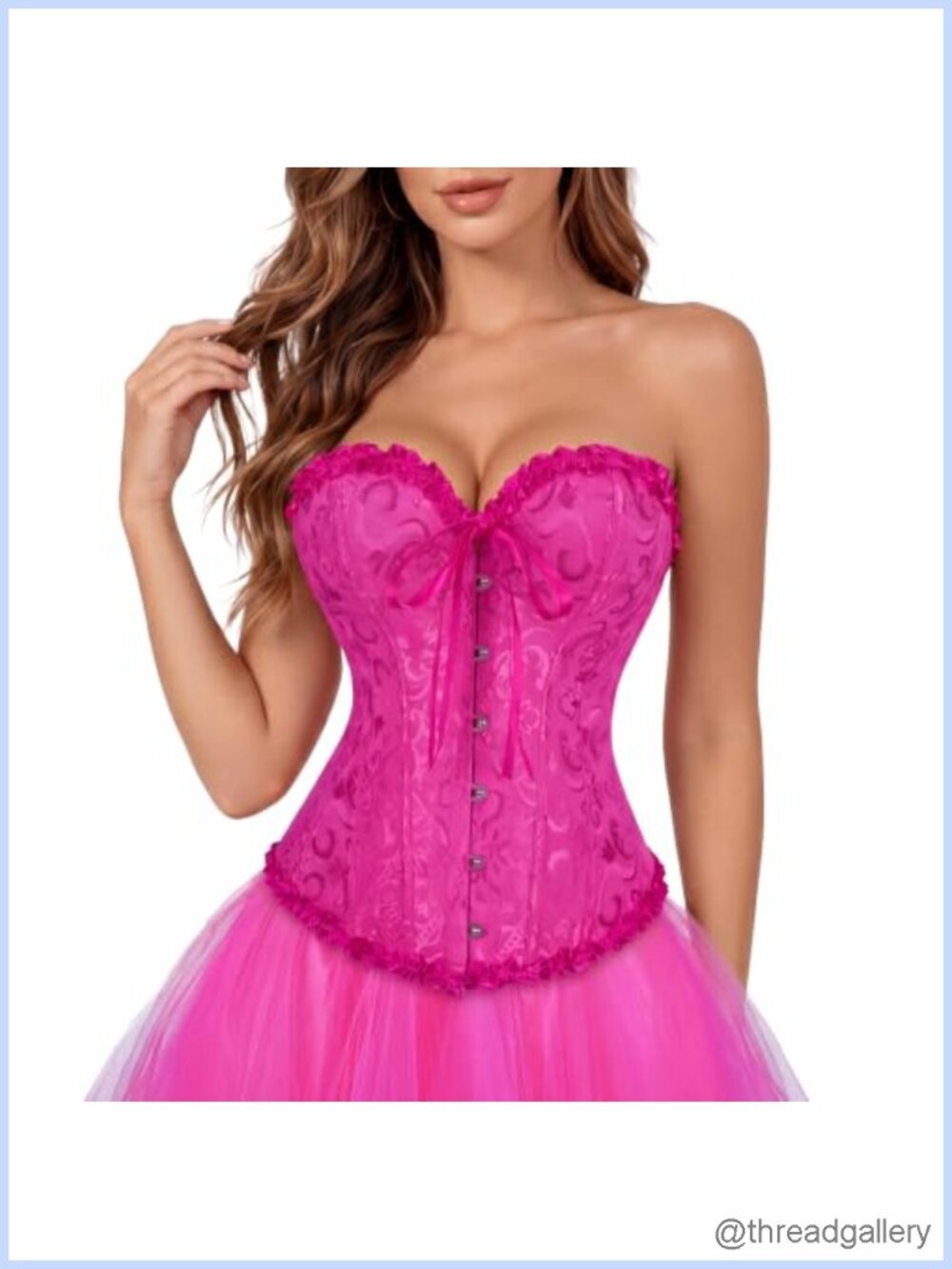 Victorian Overbust Corset Top Brocade Lace-Up Renaissance Bustier